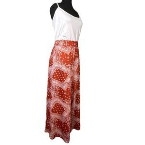 NWT Plus Size Burnt Orange Flowy Western Paisley Wide Leg Palazzo Pants Sz 2X